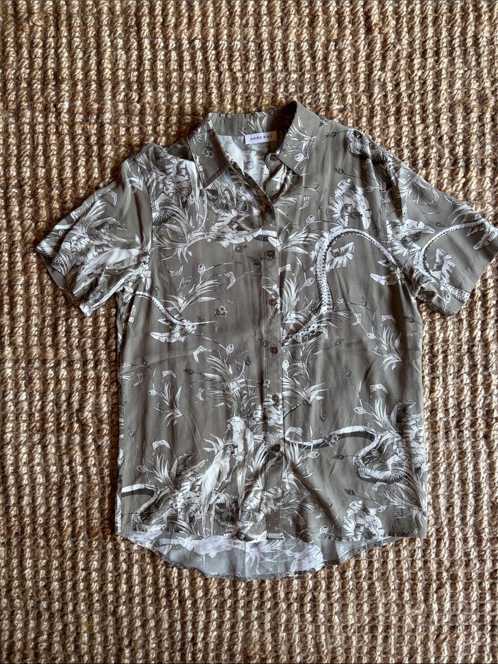 Anine Bing Bruni Shirt Tropical Print Size XSmall